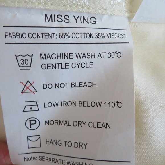 New Miss Ying Light Yellow Queen Flat Sheet 90 x 102 Brocade Edge All Around - Picture 5 of 10